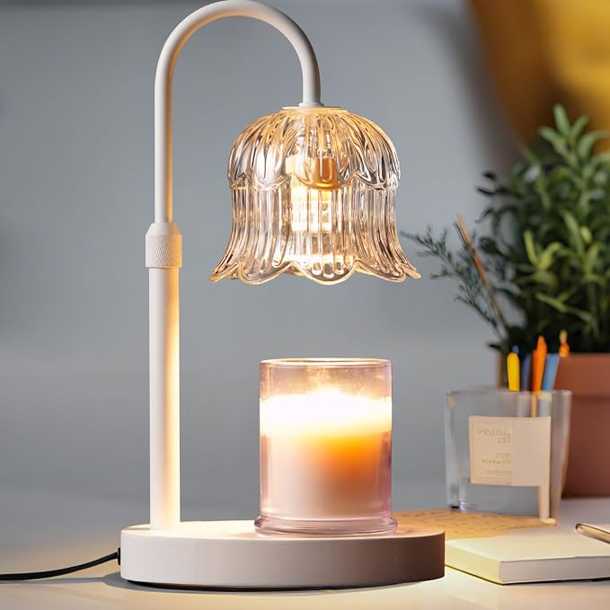 Candle Warmer Lamp with Timer: White Scented Candles Heating Lights Home Decor Table Lights for Home Living Bedroom Decorative