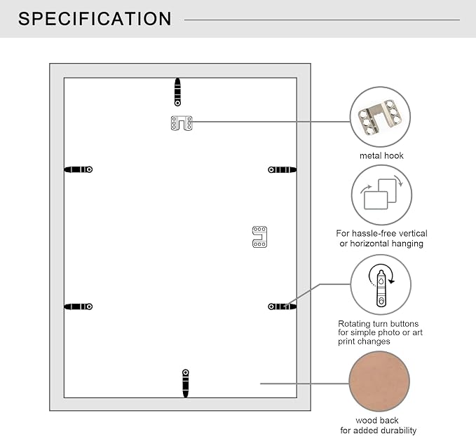 12x16 Picture Frame-Black,9x12 Mat,Tempered Glass,Engineered Wood