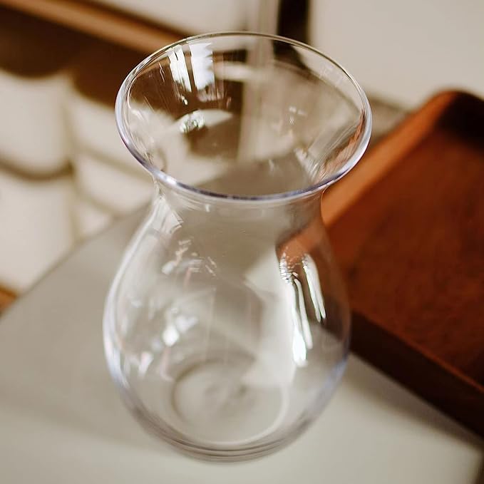 Clear Glass Vase for Flowers, 4.5" Dia 9" H Decorative Flower Vase | Wide Mouth Vase with Thickened Base, Modern Vase for Farmhouse, Glass Vase for Home Deocr, Centerpieces, Housewarming Gift