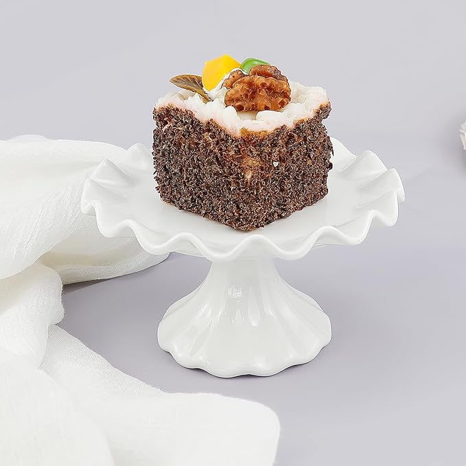 White Ceramic Cake Stand，Kitchen Décor Cake Pedestal Stand Dessert Display Tray Wedding Cake Stands for Birthday Parties, Weddings, Baby Shower,Anniversary and Other Events（5.5 in）