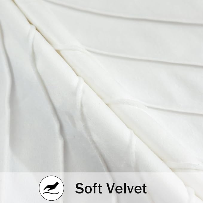 Velvet Throw Pillow Covers 22x22 inch Pack of 2 Gold Decor White