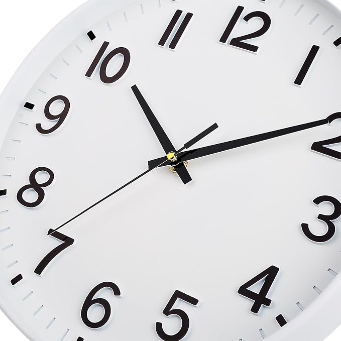 HZDHCLH 12 Inch Silent Wall Clock Battery Operated Non Ticking White | 12 inch Silent Non Ticking Modern Wall Clock for Living Room Bedroom Kitchen Office Decor