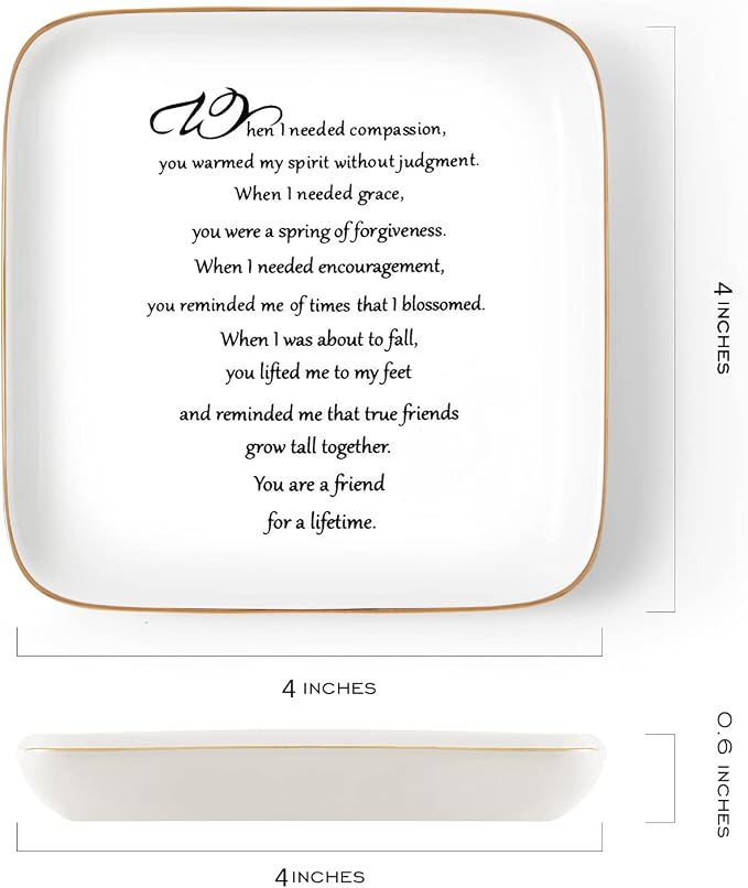 PUDDING CABIN Friend Gifts for Women Birthday Lifetime Ring Dish Friendship Trinket Tray
