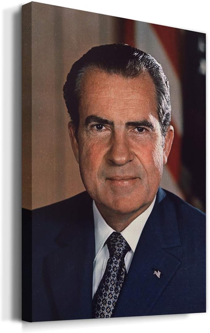 Renditions Gallery Richard Nixon Presidental Portrait Wall Art, Premium Gallery Wrapped Canvas Decor, Ready to Hang, 36 in H x 24 in W, Made in America Print