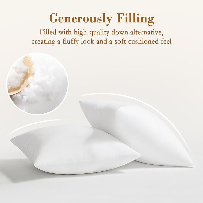 puredown® 16x16 Throw Pillow Inserts, Pack of 4, Fluffy Soft Pillow Inserts Form Sham Stuffer, Square Decorative Throw Pillows for Couch, Sofa, Bed and Home Decor