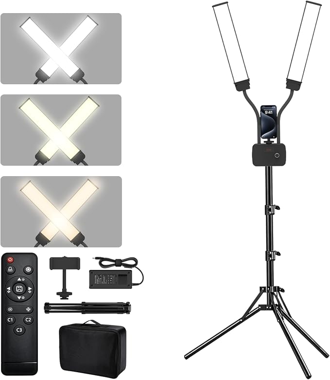 Tattoo Light, Dual Arms Lash Light with Tripod Stand & Phone Holder