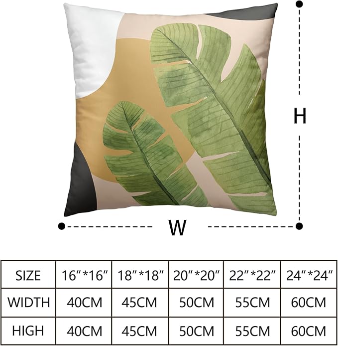 Green Leaves Tropical Throw Pillow Covers Summer Palm Tree Couch Covers 20x20 Jungle Plant Banana Leaf Living Room Decor Decorative Pillow Covers in 2 Pcs for Sofa Chair