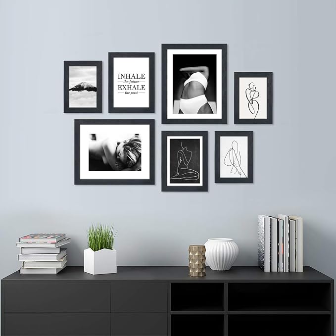 Q.Hou 8x10 Picture Frame Black Photo Frames Packs 4 with High Difinition Glass for Tabletop or Wall Decor (QH-PF8X10-BK)