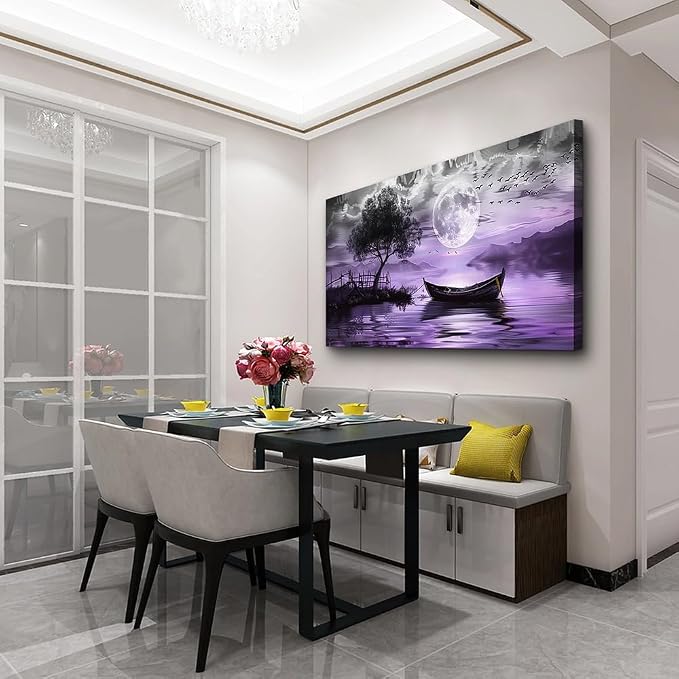 hyidecorart Black And White Wall Paintings Canvas Wall Art For Living Room Large Wall Decor For Bedroom Office Decorations Purple Scenery Abstract Pictures Artwork Canvas Prints Home Decor