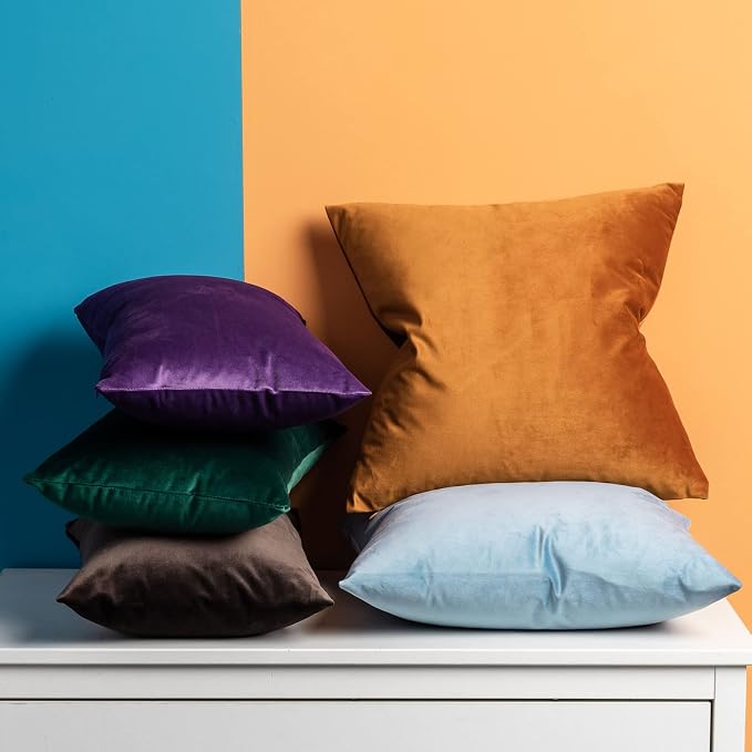 JUSPURBET 22x22 Decorative Velvet Throw Pillow Covers Set of 2,Purple