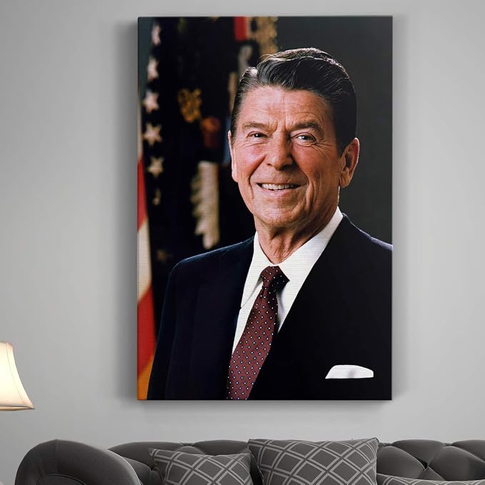 Renditions Gallery Ronald Reagan Presidental Portrait Wall Art, Premium Gallery Wrapped Canvas Decor, Ready to Hang, 12 in H x 8 in W, Made in America Print