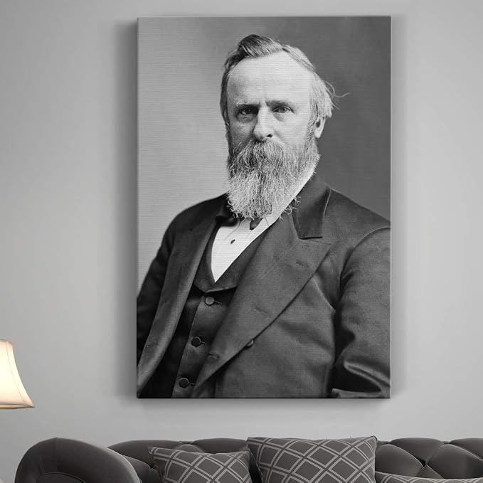 Renditions Gallery Rutherford B. Hayes Presidental Portrait Wall Art, Premium Gallery Wrapped Canvas Decor, Ready to Hang, 12 in H x 8 in W, Made in America Print