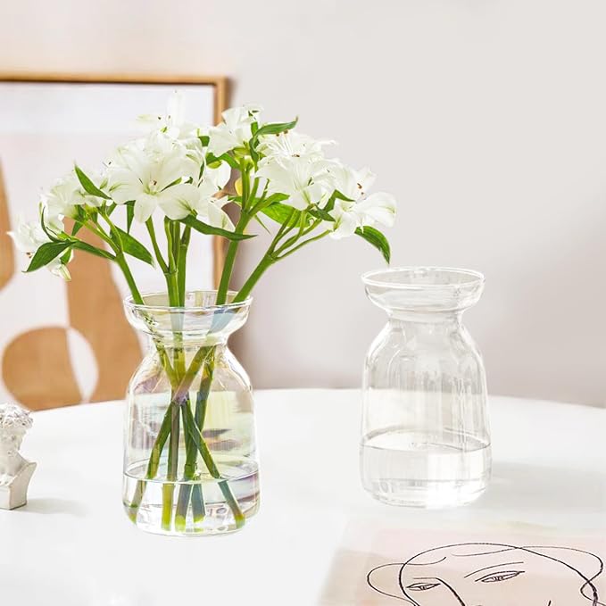 Gute Glass Vases for Decor,Modern Iridescent Flower Vase Centerpiece,5.9in | Premium Glass,Sturdy Thickened Base,Smooth Polished Rim,Wide Opening,Tapered Neck Design,For Living Room Kitchen Office