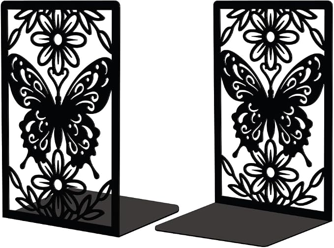 Peacoblue 5.3"x4.3"x7.9" Metal Bookends, Heavy Duty Book Ends for Shelves