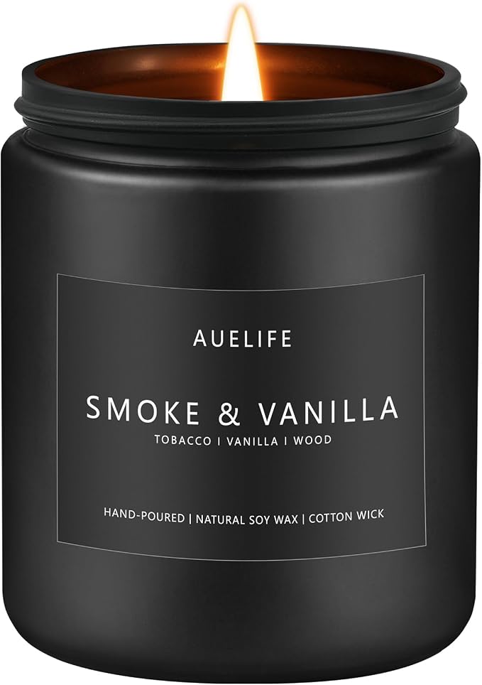 Smoke Vanilla Scented Candle, 7 oz Soy Candle for Men | 50H Burn Time, Candles for Home Scented, Cotton Wick, Gift for Men Him,Home Office Decor