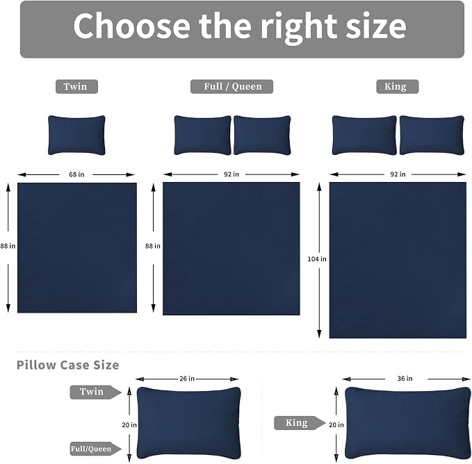 Easy-Going Reversible Quilt Set Twin, Bedspread with 1 Shams | Olive leaf-Dark Blue/Light Blue, Lightweight Bed Comforter, 1 Quilt + 1 Pillow Shams, All-Season Coverlets