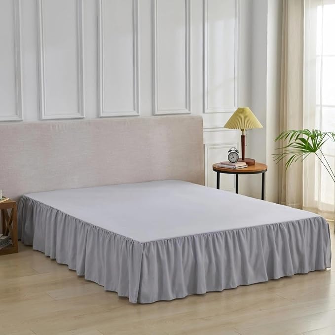 Bed Skirt Full Size Ruffled Bed Skirt, 18'' Full Dust Ruffle Bed Skirts | With Split Corners, Dust Ruffle with Platform, Microfiber, Breathable, Soft, Easy Fit, Silver Gray