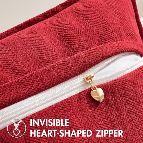 MIULEE Pack of 2 Red Decorative Chenille Pillow Covers 20x20 Inch