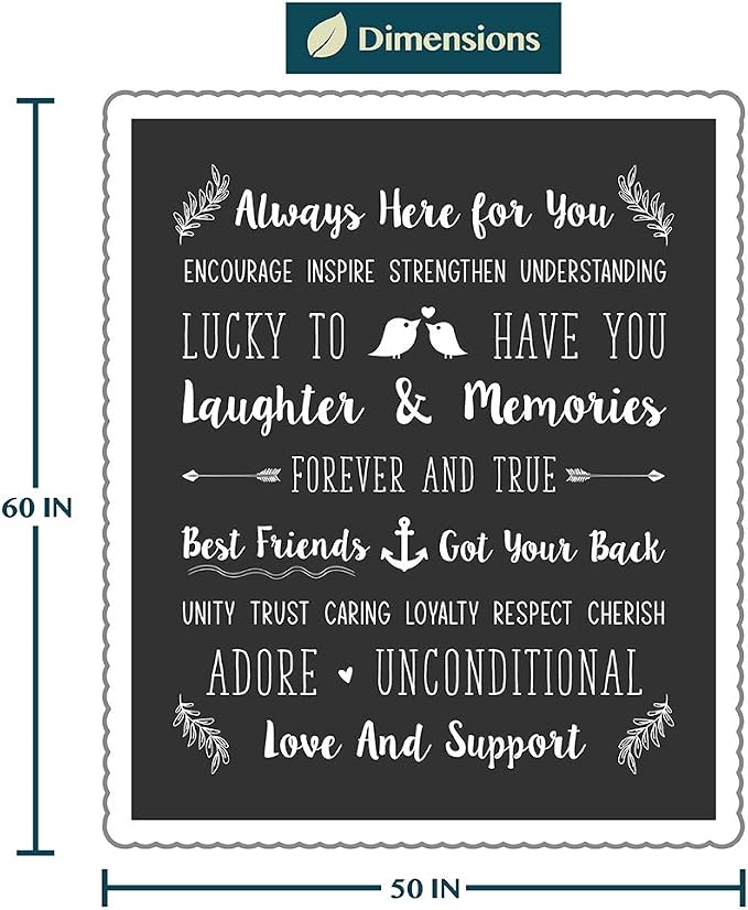PAVILIA Best Friend Blanket - Friendship Gifts for Women, Soul Sister & Long Distance Bestie Gift, Soft Cozy Sherpa Throw with Sentimental Quotes, BFF Birthday Gift Idea, Gray