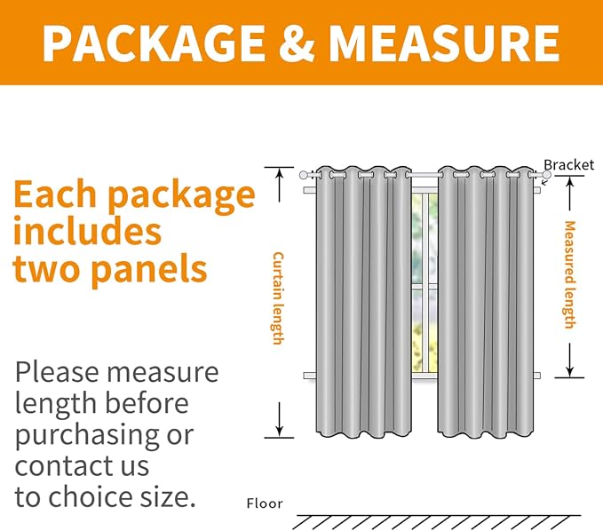 YoungsTex Dark Grey Linen Semi Sheer Curtains 42 X 63 Inch Length | Textured Light Filtering Drapes with Bronze Grommet for Short Living Room Bedroom Window, 2 Panels