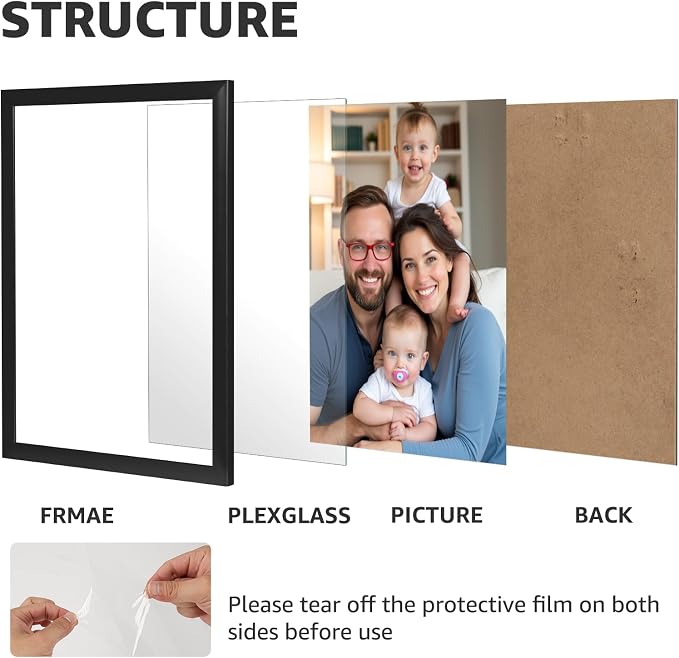 Giftgarden 8x10 Picture Frame Set of 7, Multi Photo Frames for Wall Decor or Tabletop Display, Black