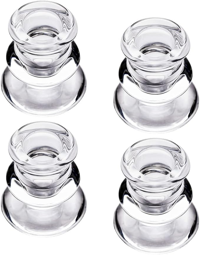 Clear Glass Taper Candle Holders Set of 4 | Candlestick for Wedding Decoration and Dinning
