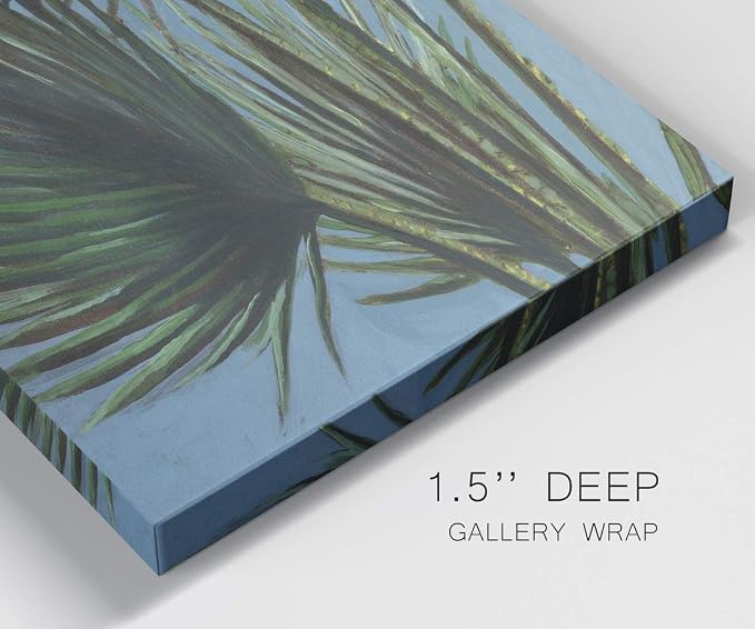 Renditions Gallery Canvas Nature Wall Art Home Paintings & Prints Elegant Green Palms Modern Glam Romantic Botanical Artwork Decorations for Bedroom Office Kitchen - 8"x16" LT43