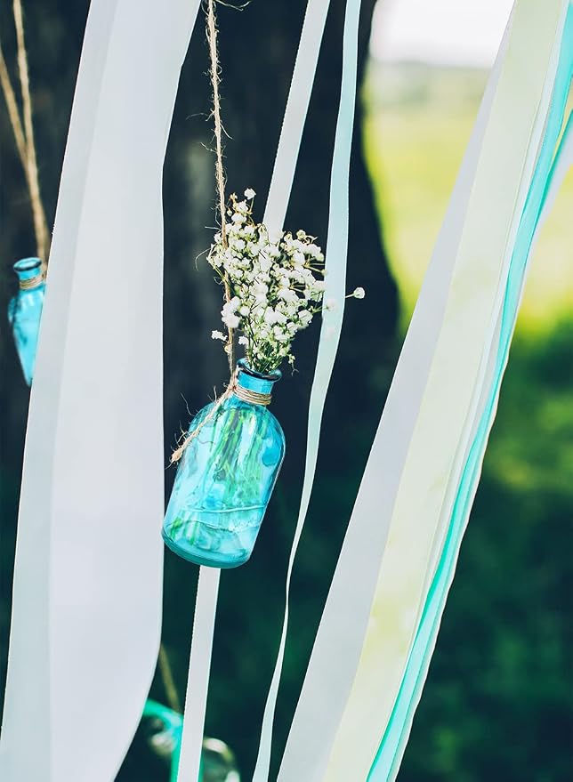 Bud Vases, Apothecary Jars, Decorative Glass Bottles, Centerpiece for Wedding Reception, Elegant Antique Decoration, Mini Flower Vases, Small Medicine Bottles for Home Decor (Blue, Set of 48)