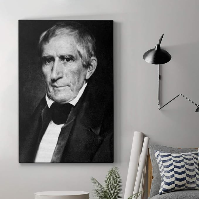 Renditions Gallery William Henry Harrison Presidental Portrait Wall Art, Premium Gallery Wrapped Canvas Decor, Ready to Hang, 48 in H x 32 in W, Made in America Print Artwork
