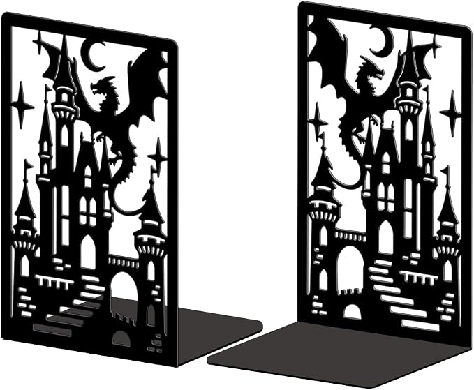 Peacoblue 5.3"x4.3"x7.9" Metal Bookends, Heavy Duty Book Ends for Shelves