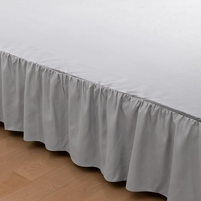 Bed Skirt Full Size Ruffled Bed Skirts with Split Corners | 18 Inch Drop Dust Ruffle Bed Skirt with Platform, Light Gray