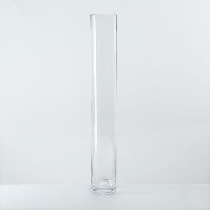CYS Excel Clear Glass Cylinder Vase (H:28" D:4") | Multiple Size Choices Glass Flower Vase Centerpieces | Hurricane Floating Candle Holder Vase