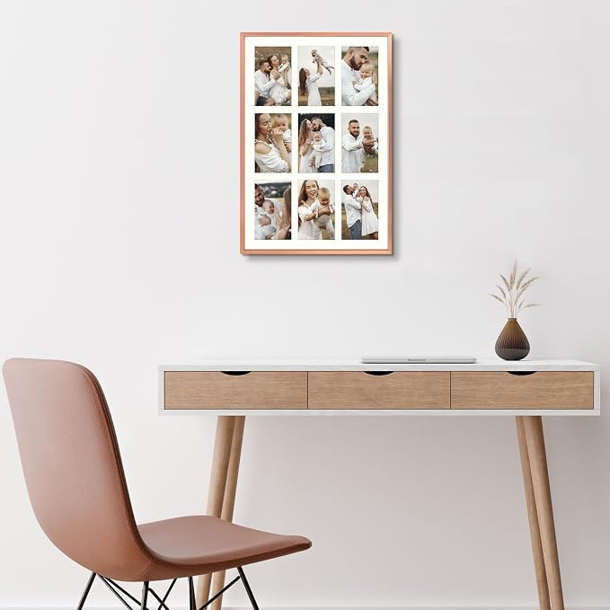 Golden State Art 13.6x19.7 Collage Frame for 9 4x6 Photos Rose Gold 2 Pack