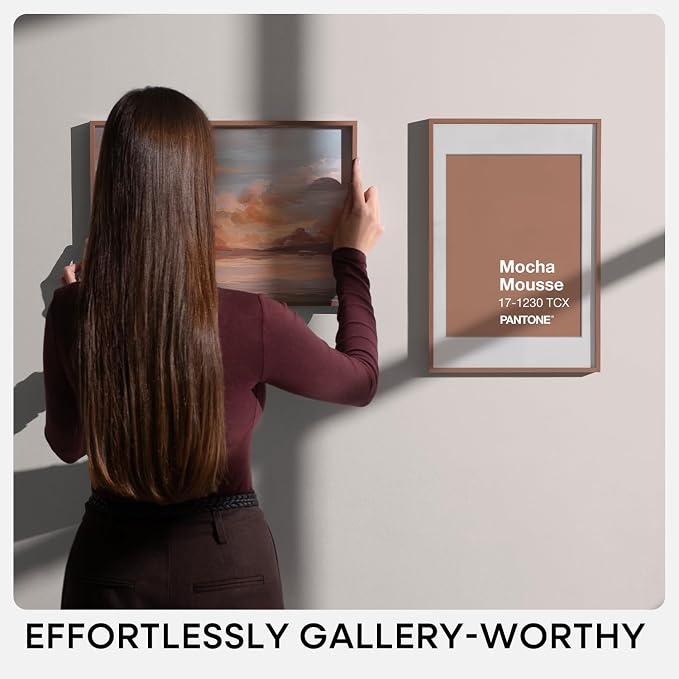 Homeforia 10x14 Mocha Picture Frame, High-End Metal, 8x12 Mat, Glass