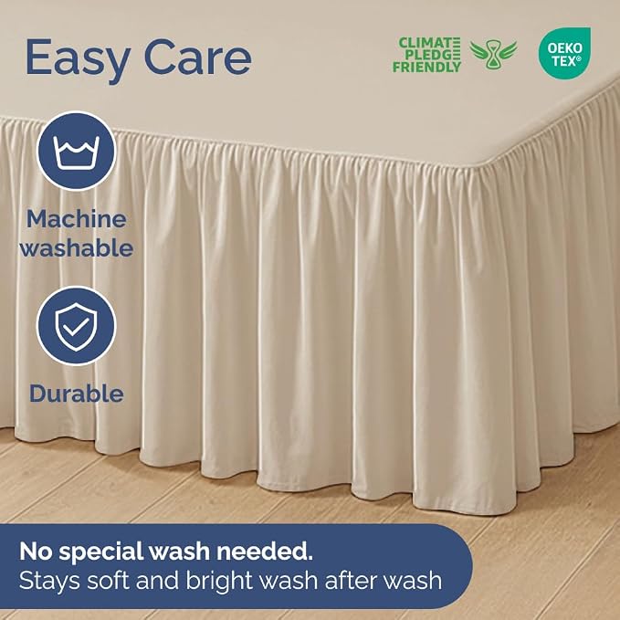 Bedskirt Twin Size Ruffle - Ruffled Bed Skirt - 12 Inch Drop - Wheat | Bedskirt with Platform, Ultra-Soft Premium Hotel Quality, Wrinkle Free, Fade & Shrink Resistant, for Women, Men, Kids & Teens