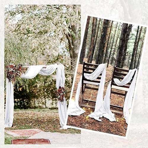 20 Pack White Table Runner 10Ft Cheesecloth Table Runner Boho Gauze Table Runners Romantic Long Sheer Fabric Cheese Cloth Table Runners for Wedding Party Bridal Shower(White)