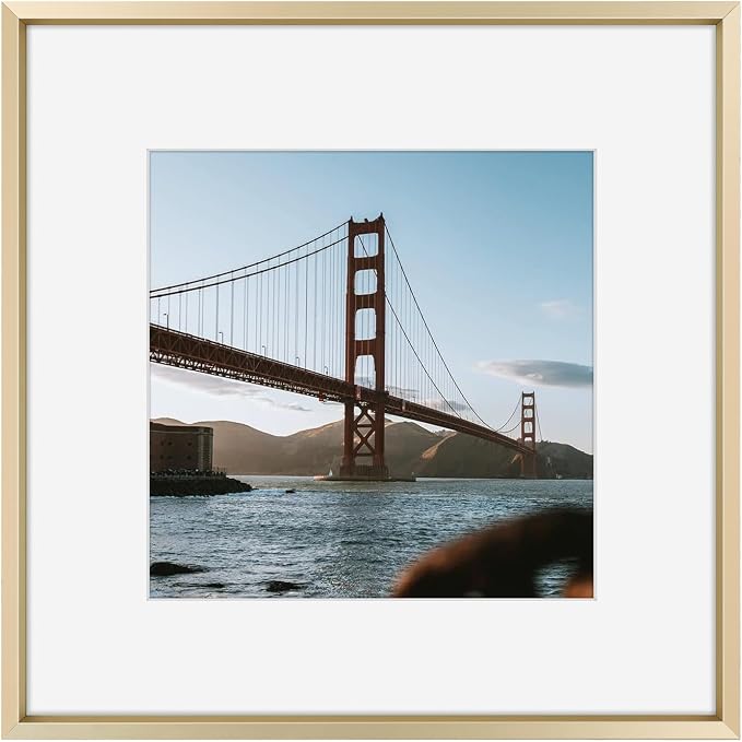 Frametory 12x12 Gold Aluminum Metal Picture Frame Mat for 8x8 Glass