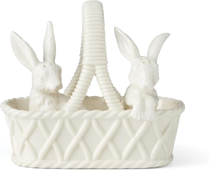 Lenox Wicker Creek Bunny Porcelain Easter Salt and Pepper Shaker Set