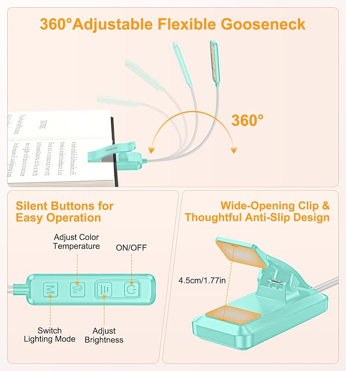 Gritin 2026 Gen 2 Book Light for Reading- 30 Eye Caring Full Spectrum LED