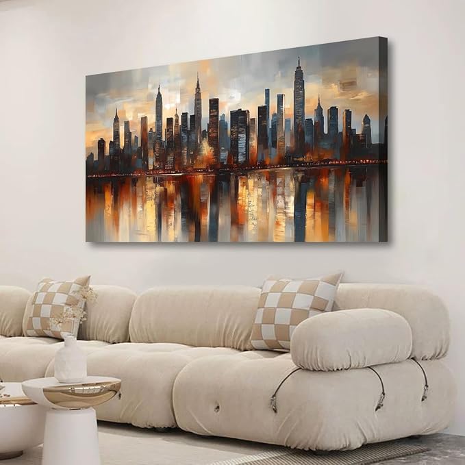 Abstraction Pictures Canvas Wall Art for Living room Office Bedroom Wall Decor,City night Scene Wall Art Print Paintings Modern Natural Landscape Artwork Waterproof Ready to Hang-20x40inch