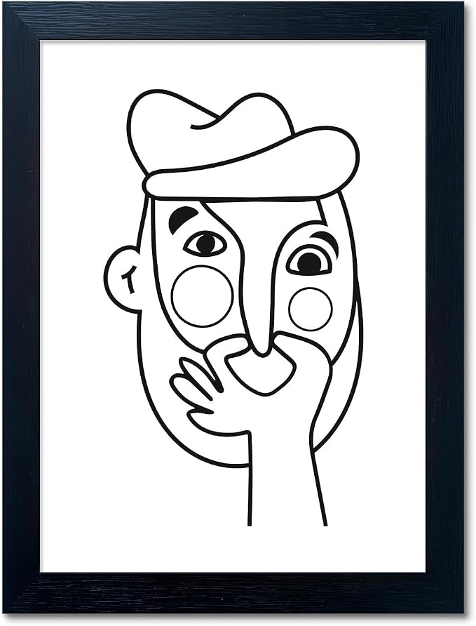 AIANHUA Funny Men Bathroom Wall Decor, Modern Minimalist Toilet Art Decor, Black and White Canvas Wall Art for Bathroom, Humorous Restroom Bathroom Print