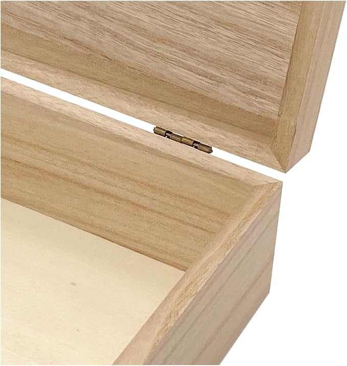 24 Pack Unfinished Wood Box with Lid Crafts 8.3 x 6 x 2.7 Inches Wooden Box for DIY Arts Project