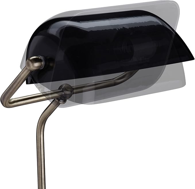 Relaxdays Vintage Table Lamp, Tilting Glass Lampshade, Wooden Base, E27, Library Desk, Black