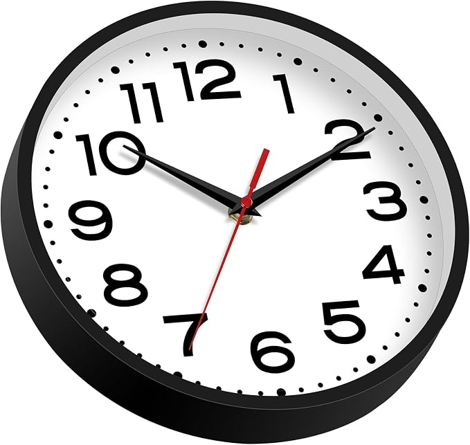 Roymnie 18 Inch Wall Clock, Battery Operated Silent Non Ticking Black | analog wall clock; bold numerals for easy reading; silent non-ticking; 1 AA battery (not included); for classroom