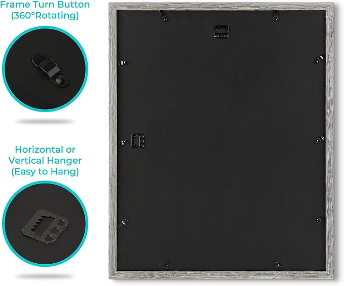 Frametory 6 Pack 16x20 Grey Picture Frame with Real Glass Mat for 11x14