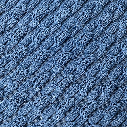 Fancy Homi Set of 2 Dusty Blue Decorative Throw Pillow Covers 24x24 Inch with Pom-poms for Couch Bed Sofa, Modern Farmhouse Boho Home Decor, Soft Plush Corduroy Cute Cushion Case 60x60cm