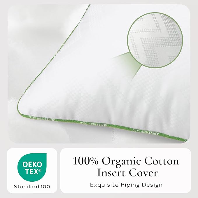 Ashler 12x20 Pillows Insert Set of 2, Lumbar Pillow | 100% Cotton Cover, Lumbar Pillow, Premium Square Pillow Stuffer Sham, Decorative Throw Pillows for Couch, Bed & Sofa