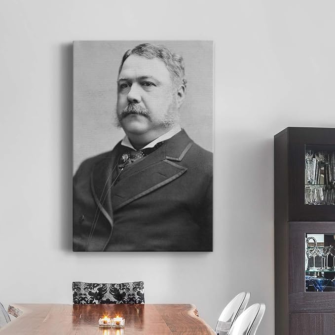 Renditions Gallery Chester A. Arthur Presidental Portrait Wall Art, Premium Gallery Wrapped Canvas Decor, Ready to Hang, 60 in H x 40 in W, Made in America Print