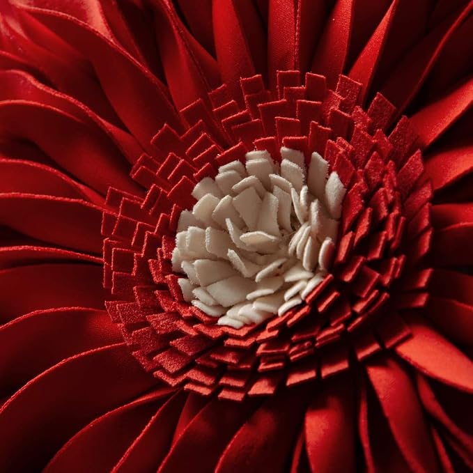 OiseauVoler Decorative Handmade 3D Flower Throw Pillow Covers 18 x 18 Inch | Accent Pillowcases Cushion Covers for Home Sofa Car Bed Room Decor Reddish orange Dog Hair Resistant
