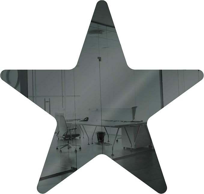Acrylic Mirror 8" Grey Star Flat DIY Smooth Edge Blank Plexiglass Tiles .118 3MM Thick Rounded Corners Decor Interior Designers Restaurant Dance Studio Photographers Artists by Marketing Holders